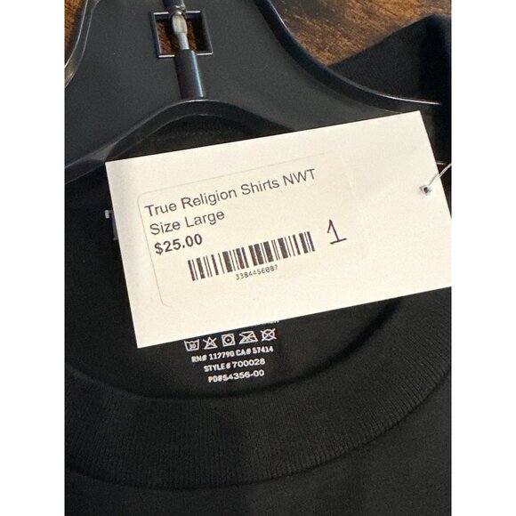 True Religion Mens Black Graphic Tee Large 100% Cotton NWT Distressed Look - Picture 5 of 5